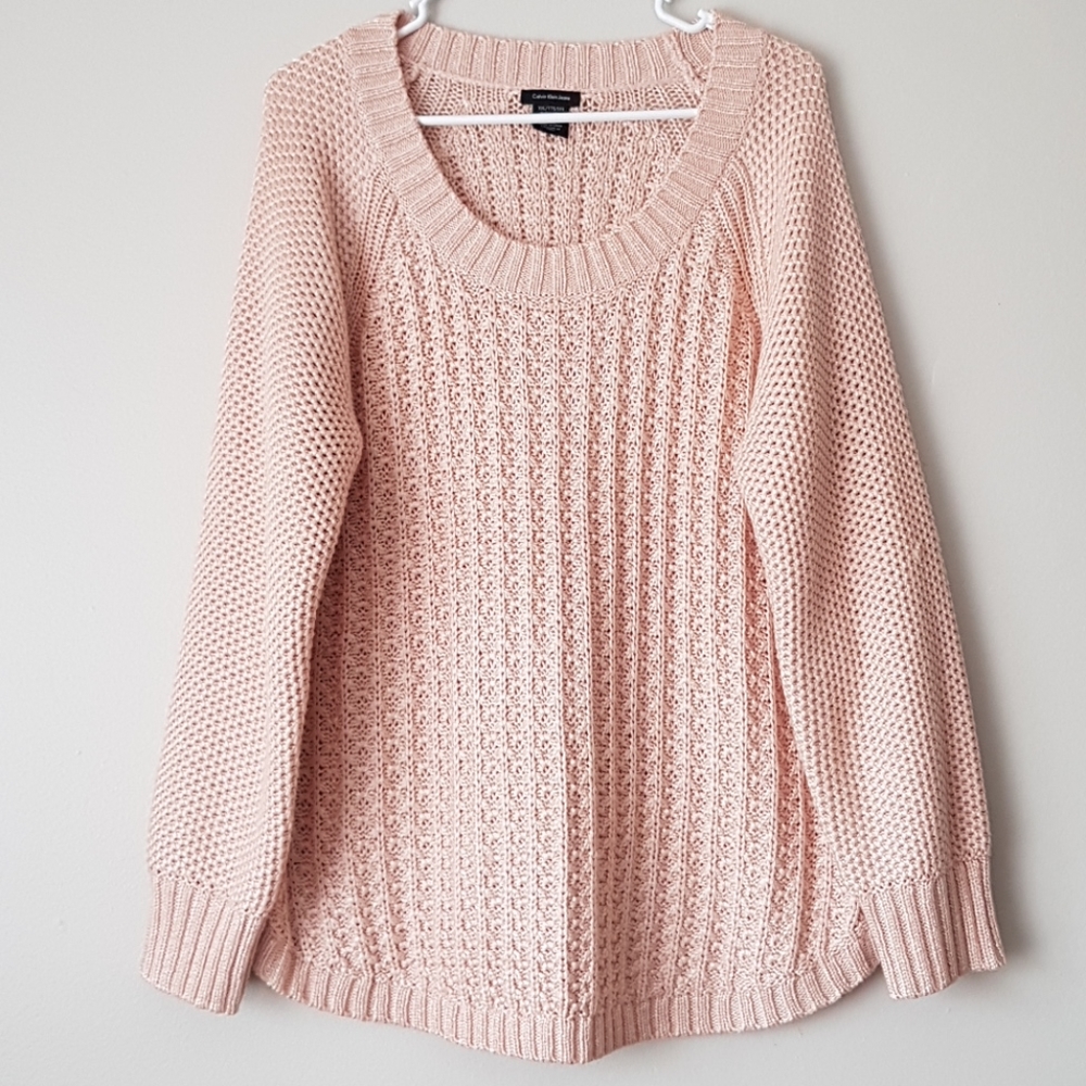 Calvin Klein Jeans Blush Pink Cable Knit Sweater Size XXL